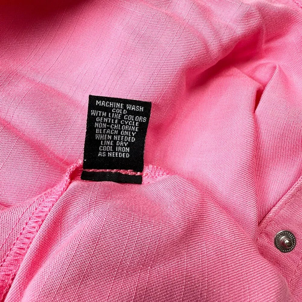 Pink Snap Collared Long Blouse Intro size 1X Decorative stitching - Picture 13 of 14